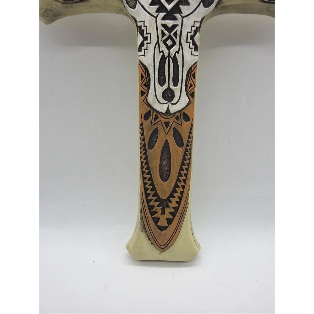 Southwestern Tiki Tribal Tattoo Cowboy Hat Bull Cow Skull Wall Cross Plaque